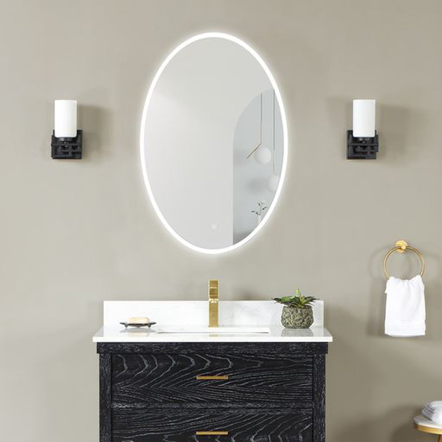 Altair Matera 24" Oval Acrylic Frame Wall-Mounted LED Mirror