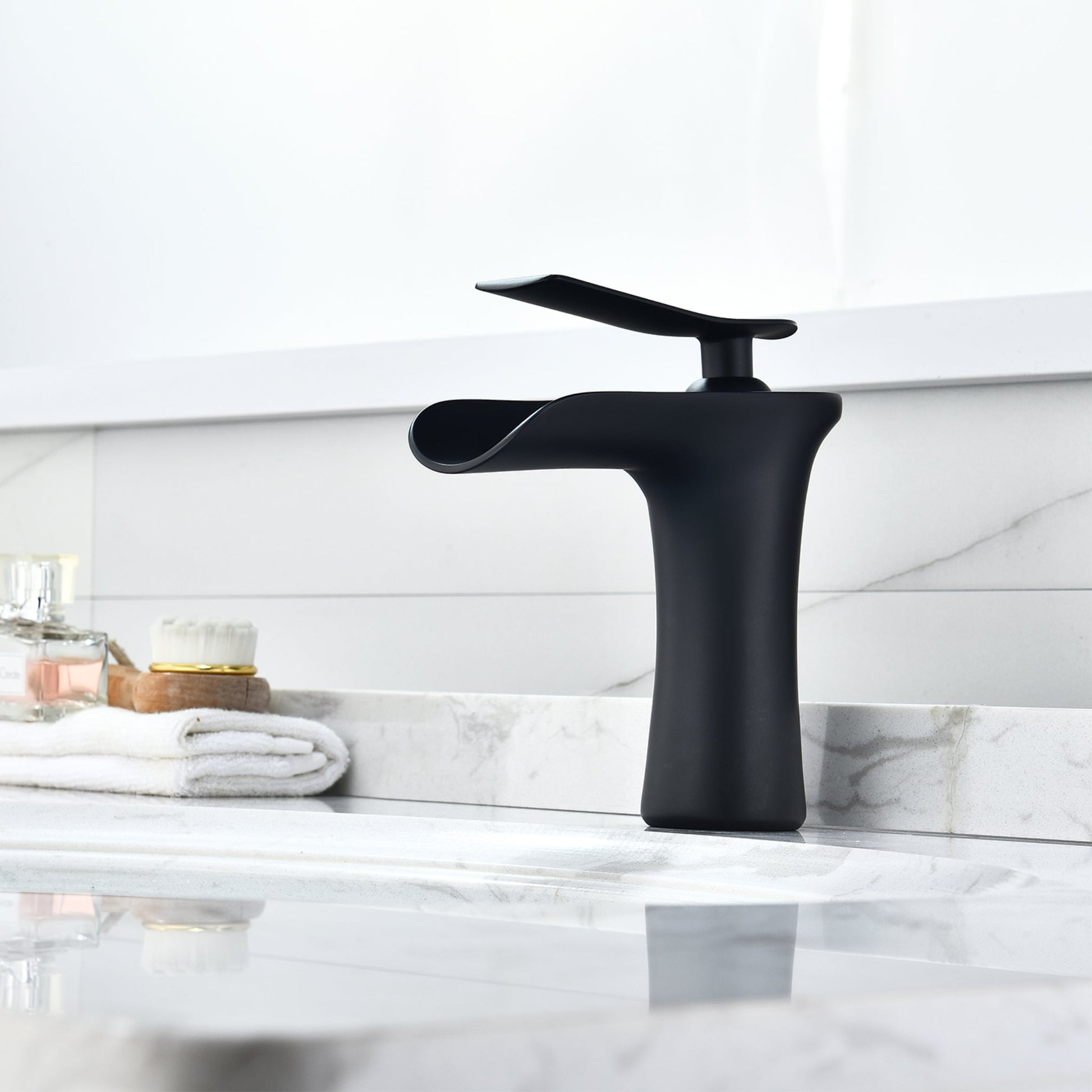 Altair Mayen Matte Black Single-Handle Waterfall Single-Hole Sink Faucet