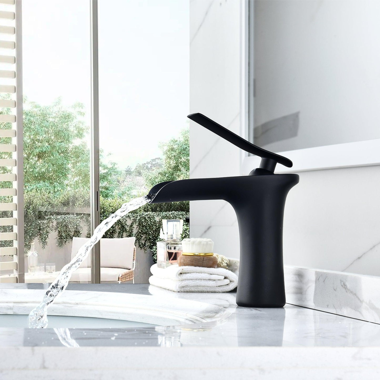 Altair Mayen Matte Black Single-Handle Waterfall Single-Hole Sink Faucet