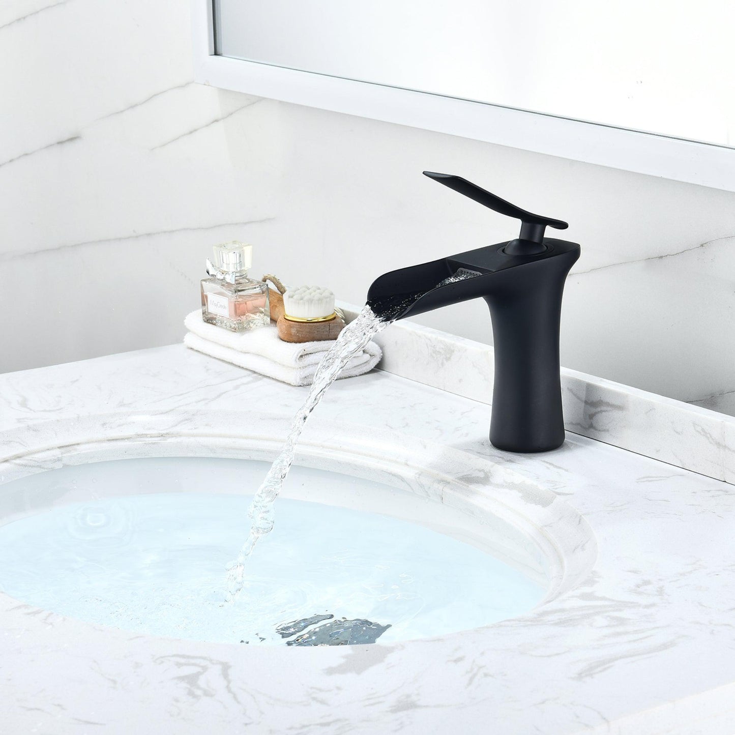 Altair Mayen Matte Black Single-Handle Waterfall Single-Hole Sink Faucet