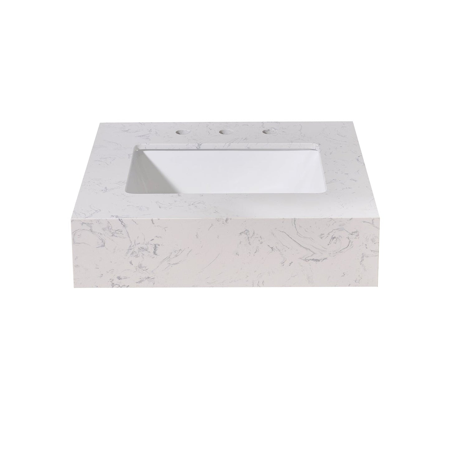 Altair Merano 24" x 22" Aosta White Apron Composite Stone Bathroom Vanity Top With White SInk