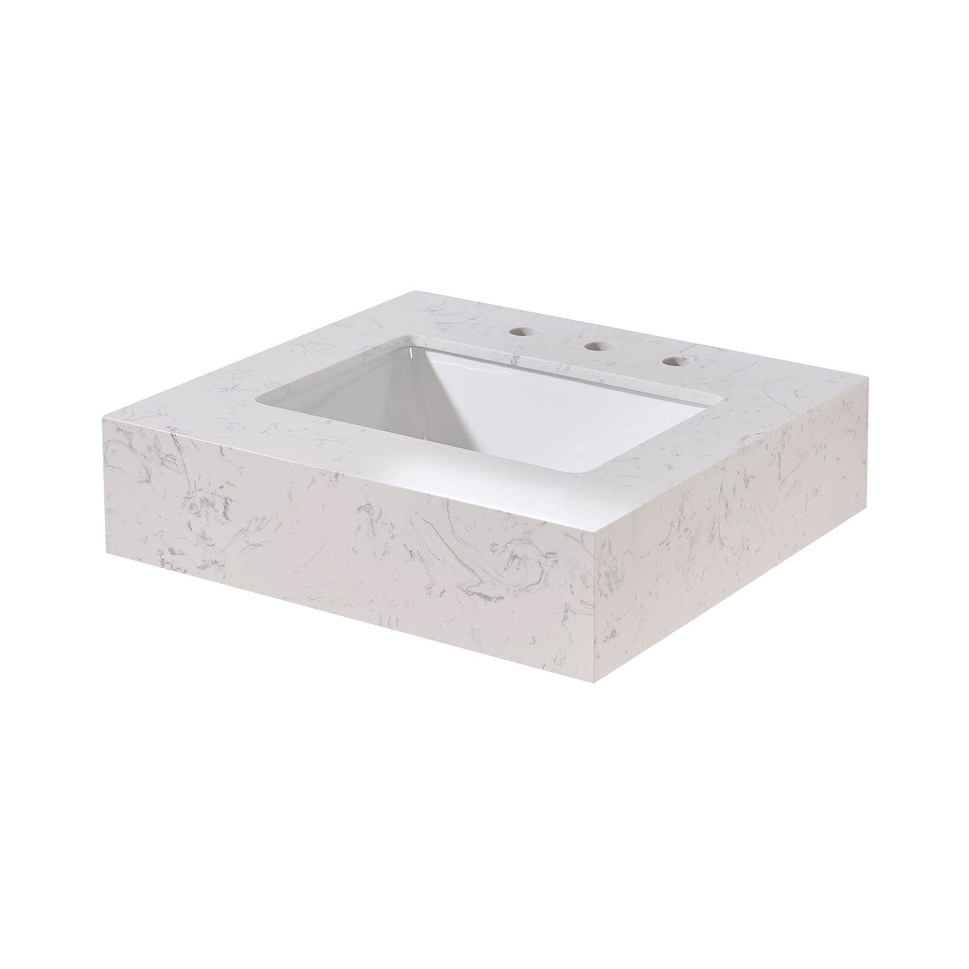 Altair Merano 24" x 22" Aosta White Apron Composite Stone Bathroom Vanity Top With White SInk