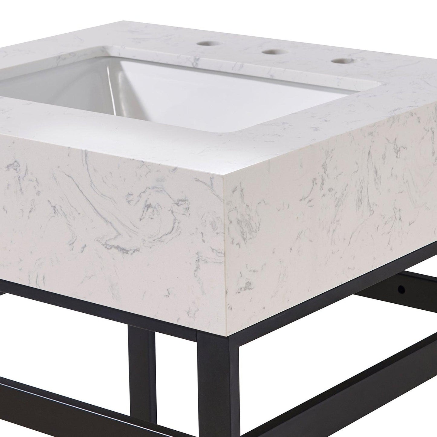 Altair Merano 24" x 22" Aosta White Apron Composite Stone Bathroom Vanity Top With White SInk