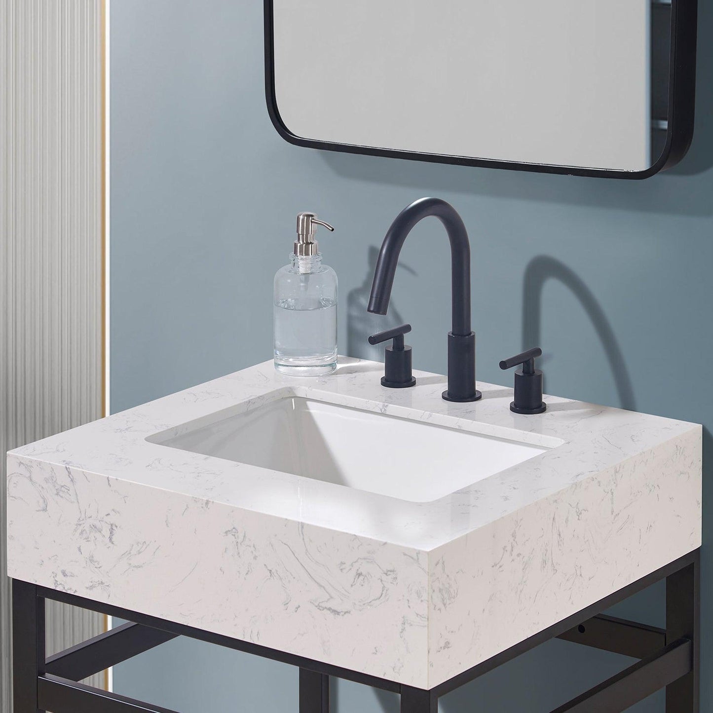 Altair Merano 24" x 22" Aosta White Apron Composite Stone Bathroom Vanity Top With White SInk