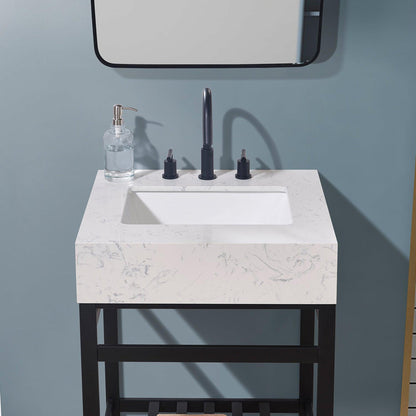 Altair Merano 24" x 22" Aosta White Apron Composite Stone Bathroom Vanity Top With White SInk