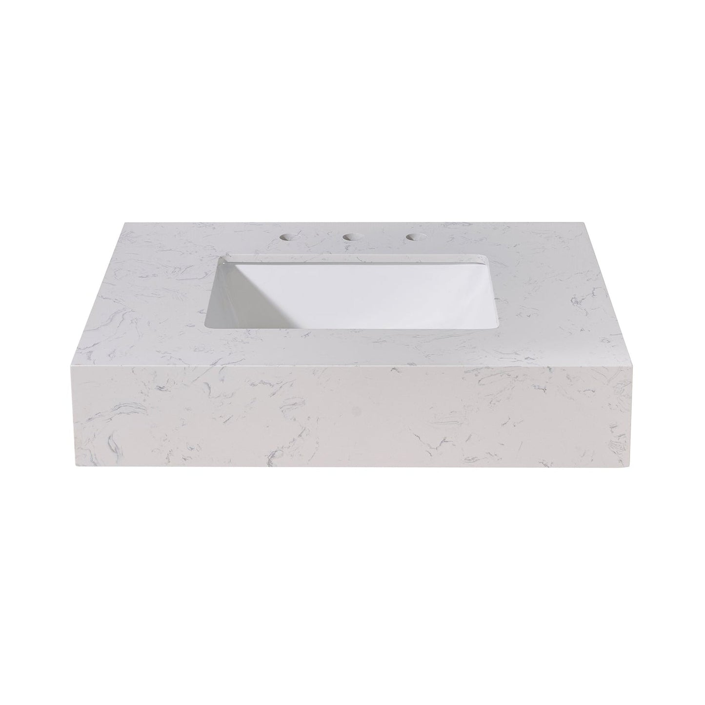 Altair Merano 30" x 22" Aosta White Apron Composite Stone Bathroom Vanity Top With White SInk