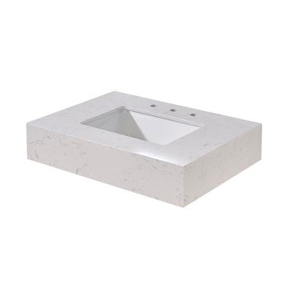 Altair Merano 30" x 22" Aosta White Apron Composite Stone Bathroom Vanity Top With White SInk
