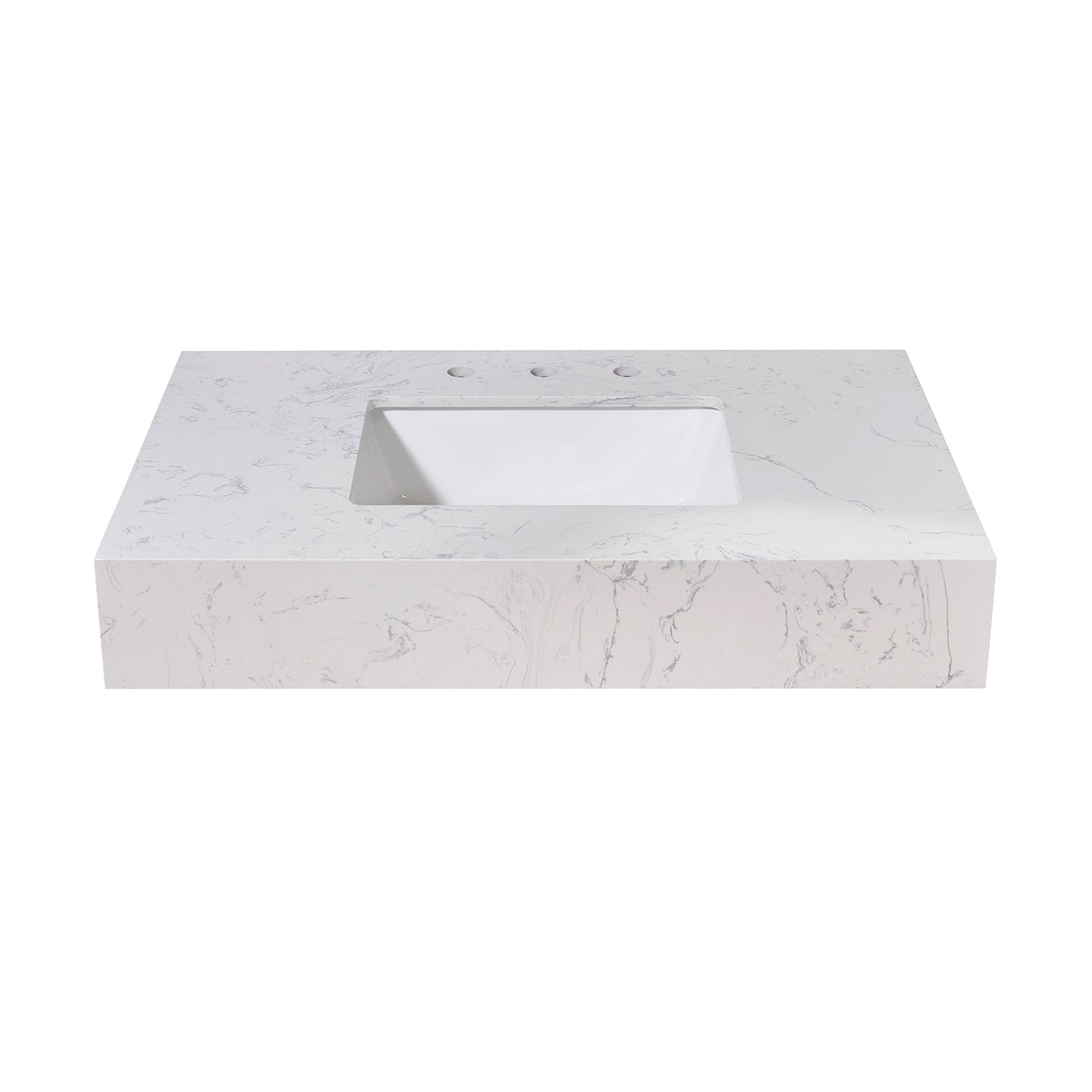 Altair Merano 36" x 22" Aosta White Apron Composite Stone Bathroom Vanity Top With White SInk