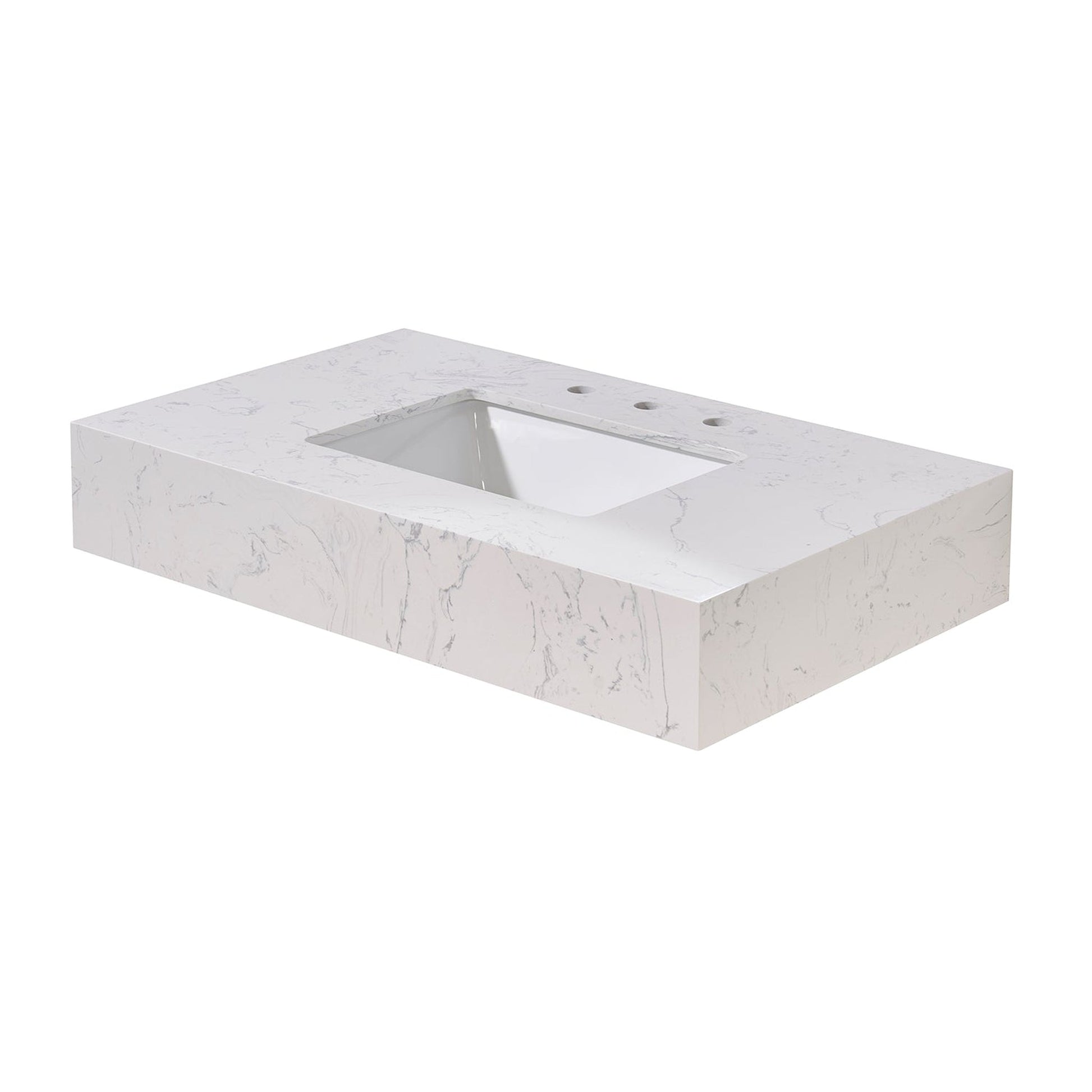 Altair Merano 36" x 22" Aosta White Apron Composite Stone Bathroom Vanity Top With White SInk