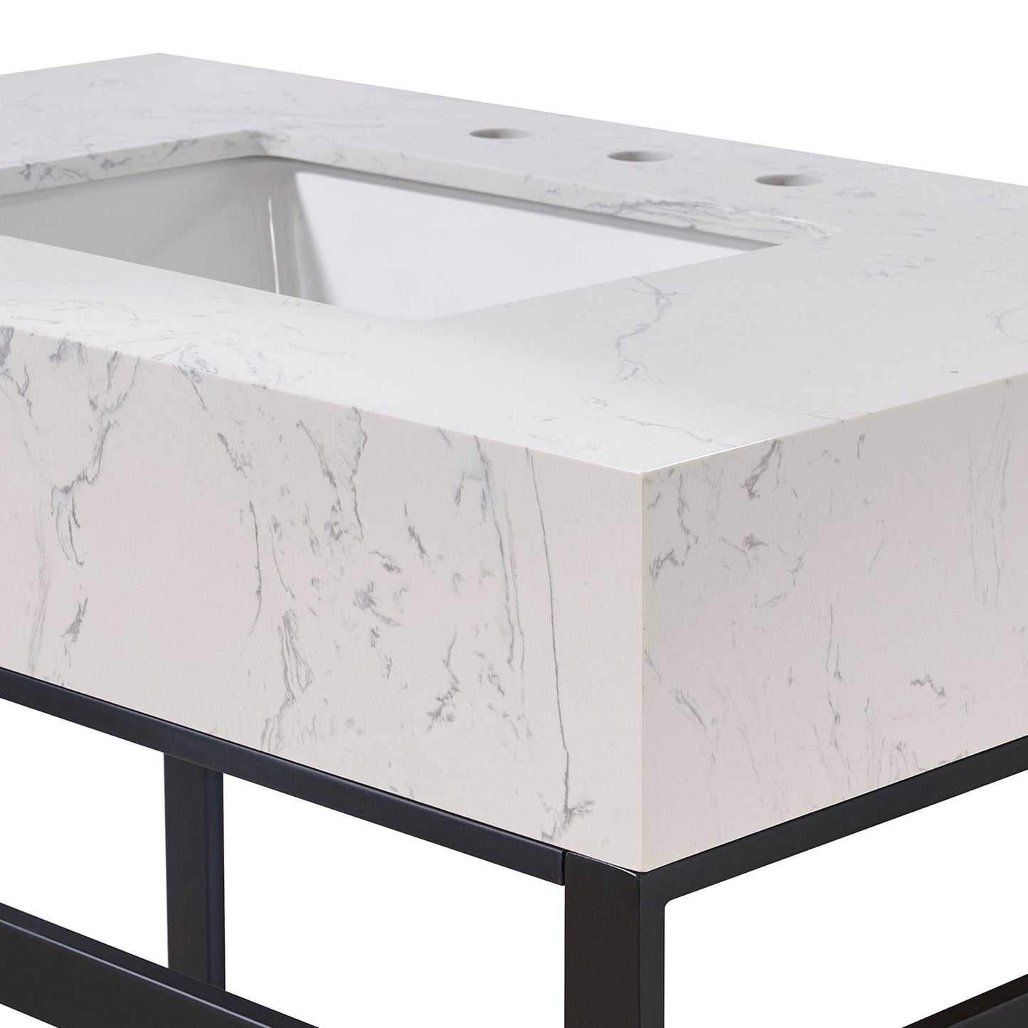 Altair Merano 36" x 22" Aosta White Apron Composite Stone Bathroom Vanity Top With White SInk