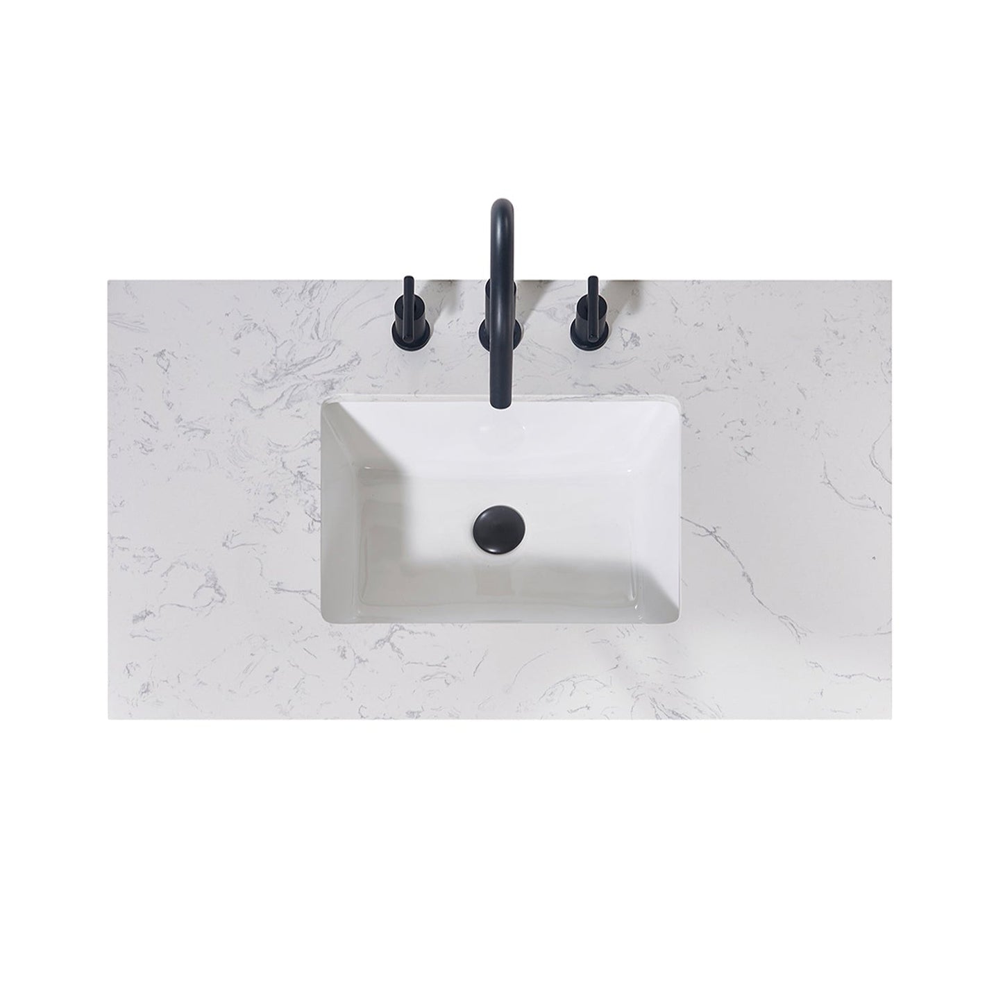 Altair Merano 36" x 22" Aosta White Apron Composite Stone Bathroom Vanity Top With White SInk