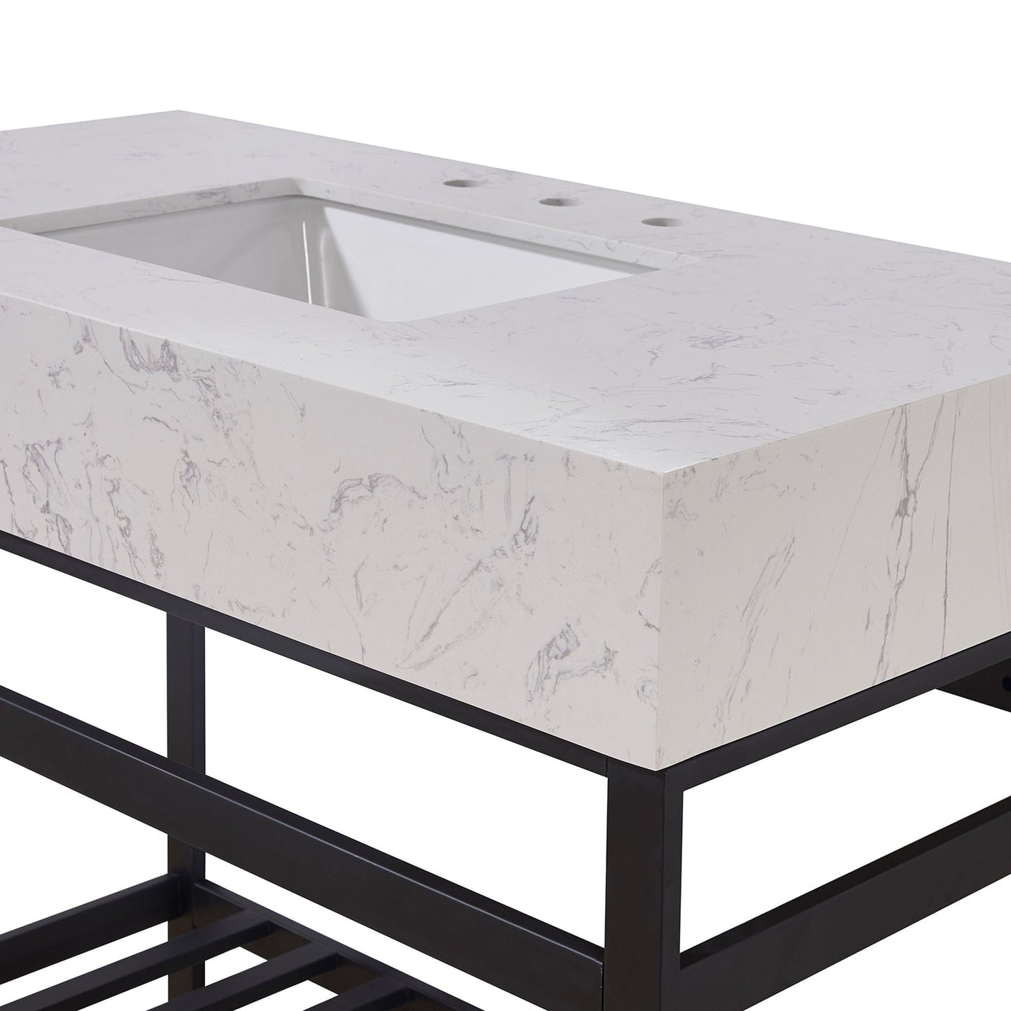 Altair Merano 42" x 22" Aosta White Apron Composite Stone Bathroom Vanity Top With White SInk