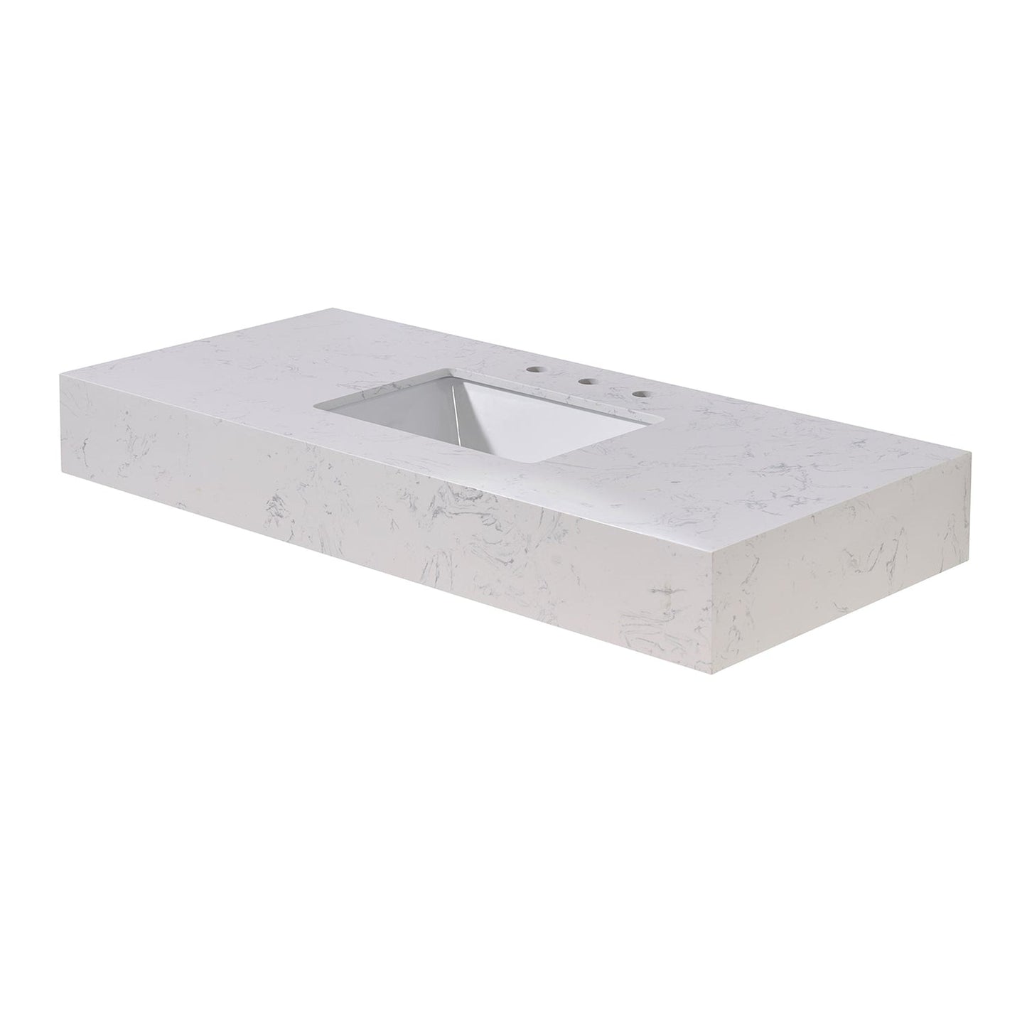 Altair Merano 48" x 22" Aosta White Apron Composite Stone Bathroom Vanity Top With White SInk