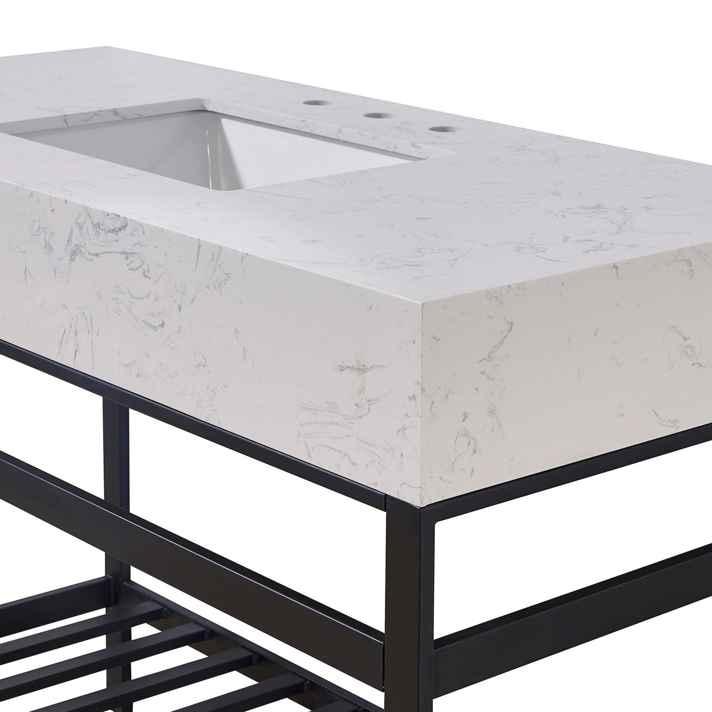 Altair Merano 48" x 22" Aosta White Apron Composite Stone Bathroom Vanity Top With White SInk