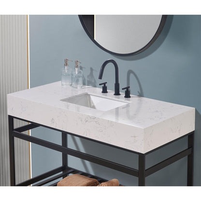 Altair Merano 48" x 22" Aosta White Apron Composite Stone Bathroom Vanity Top With White SInk