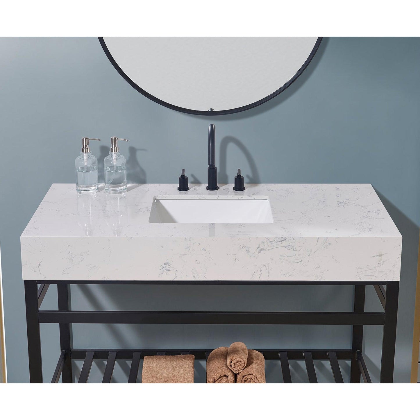 Altair Merano 48" x 22" Aosta White Apron Composite Stone Bathroom Vanity Top With White SInk