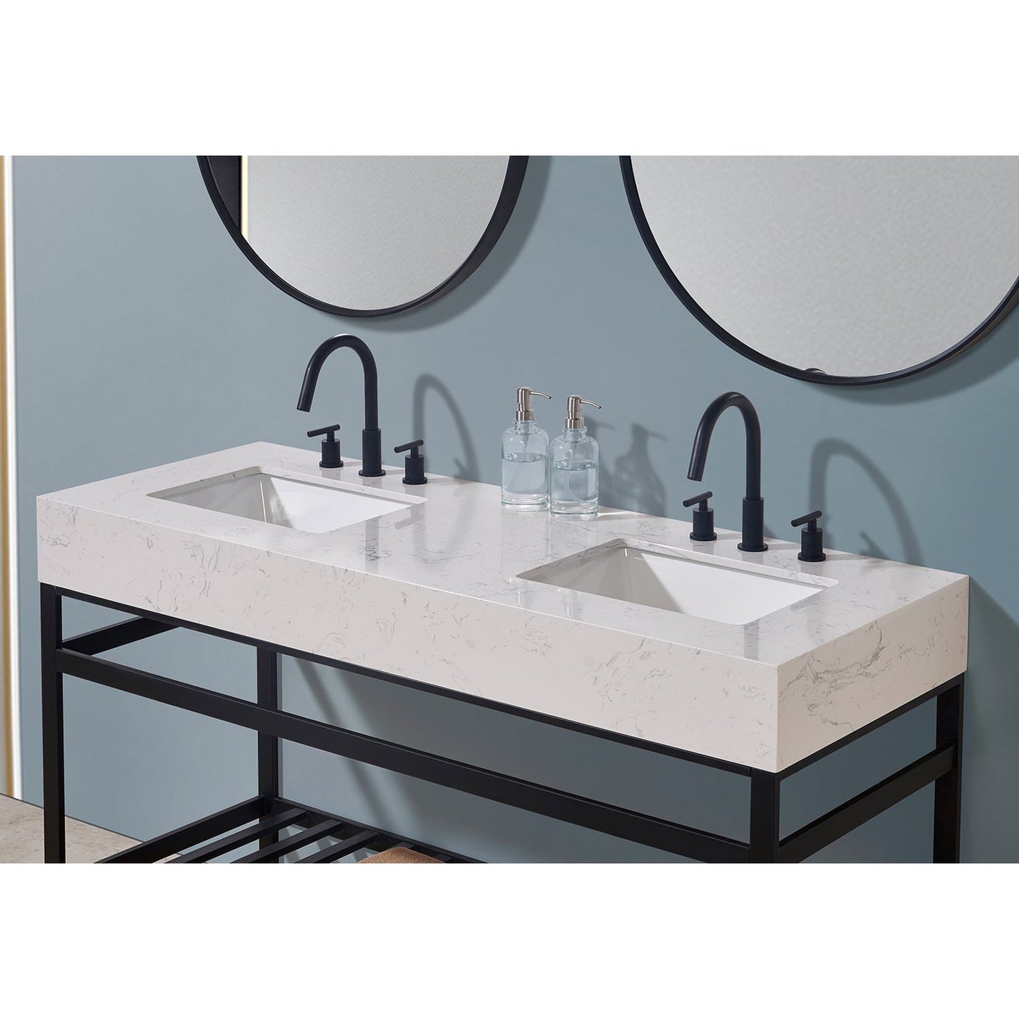 Altair Merano 60" x 22" Aosta White Apron Composite Stone Bathroom Vanity Top With White SInk