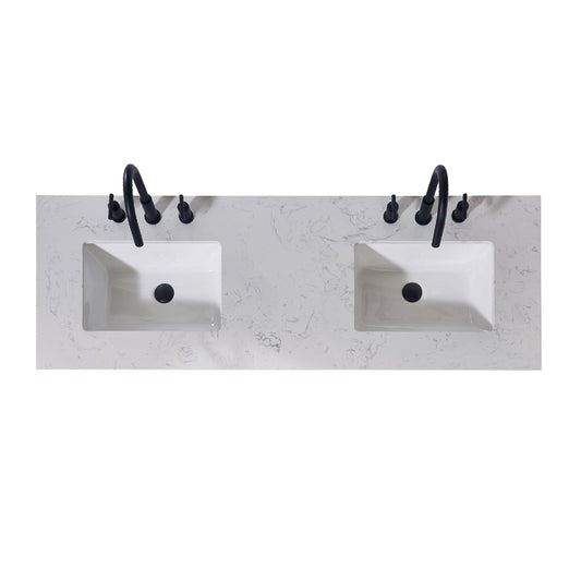 Altair Merano 60" x 22" Aosta White Apron Composite Stone Bathroom Vanity Top With White SInk