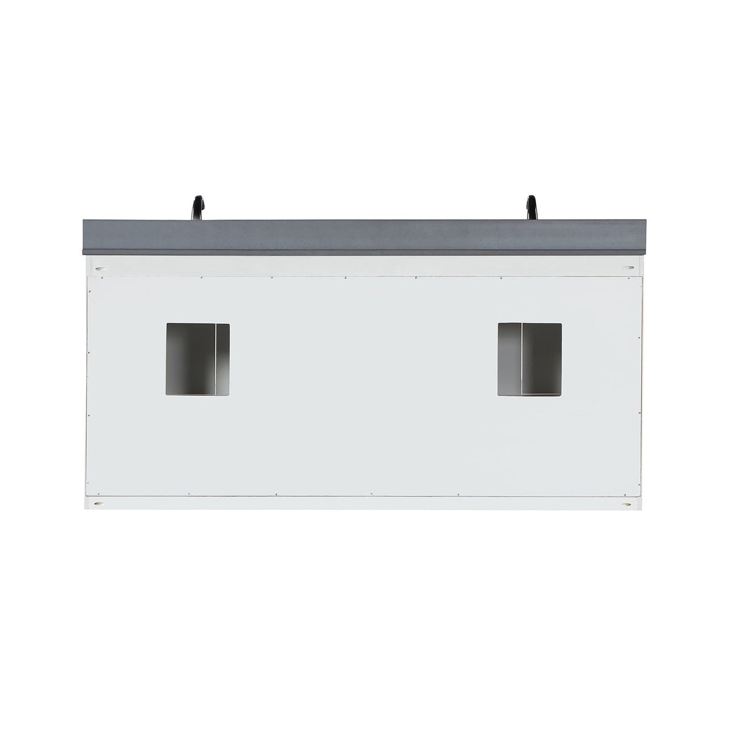 Altair Monna 72" White Freestanding Double Bathroom Vanity Set With Concrete Grey Composite Stone Top, Two Rectangular Undermount Ceramic Sinks, Overflow, and Backsplash