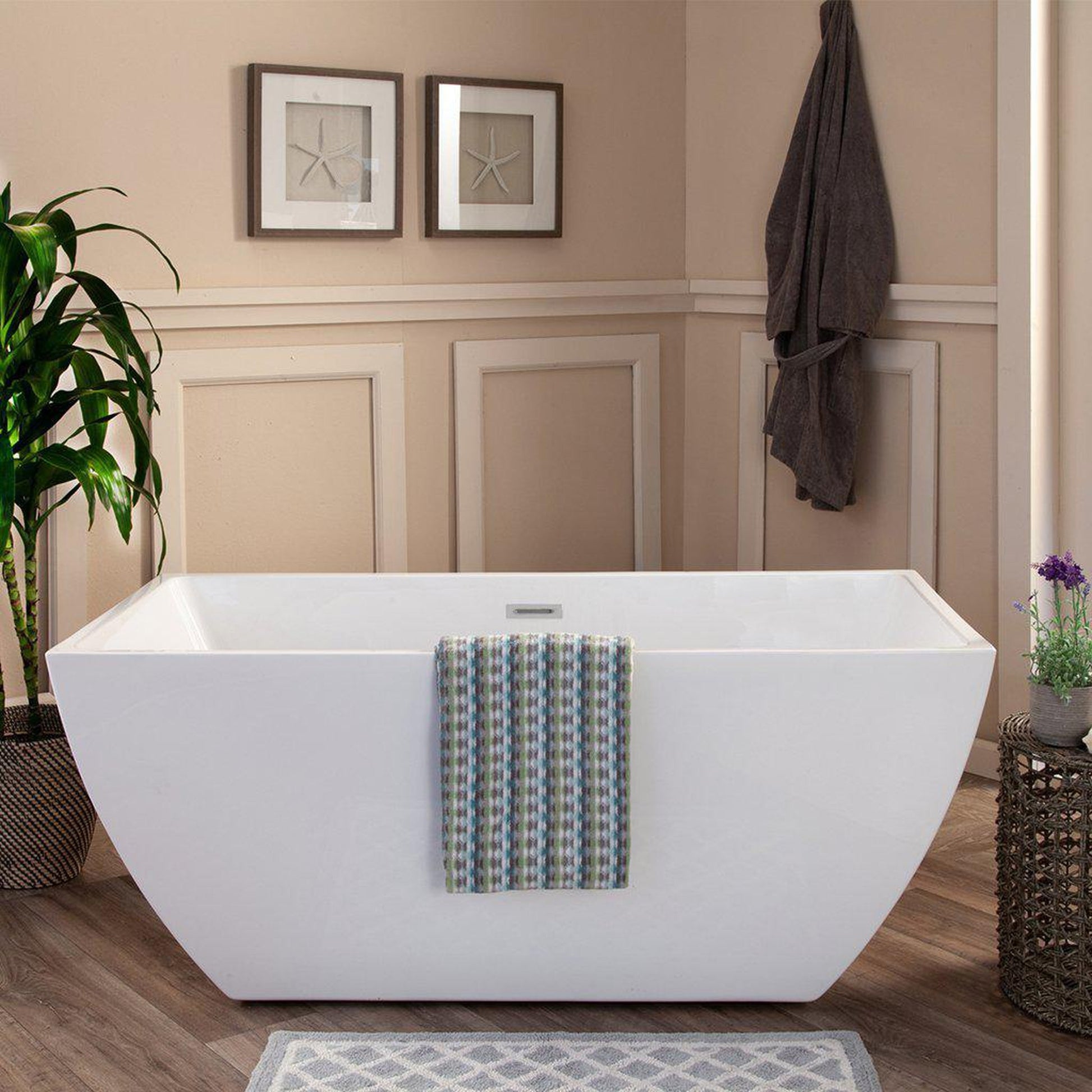 Altair Montague 59" x 30" White Acrylic Freestanding Bathtub