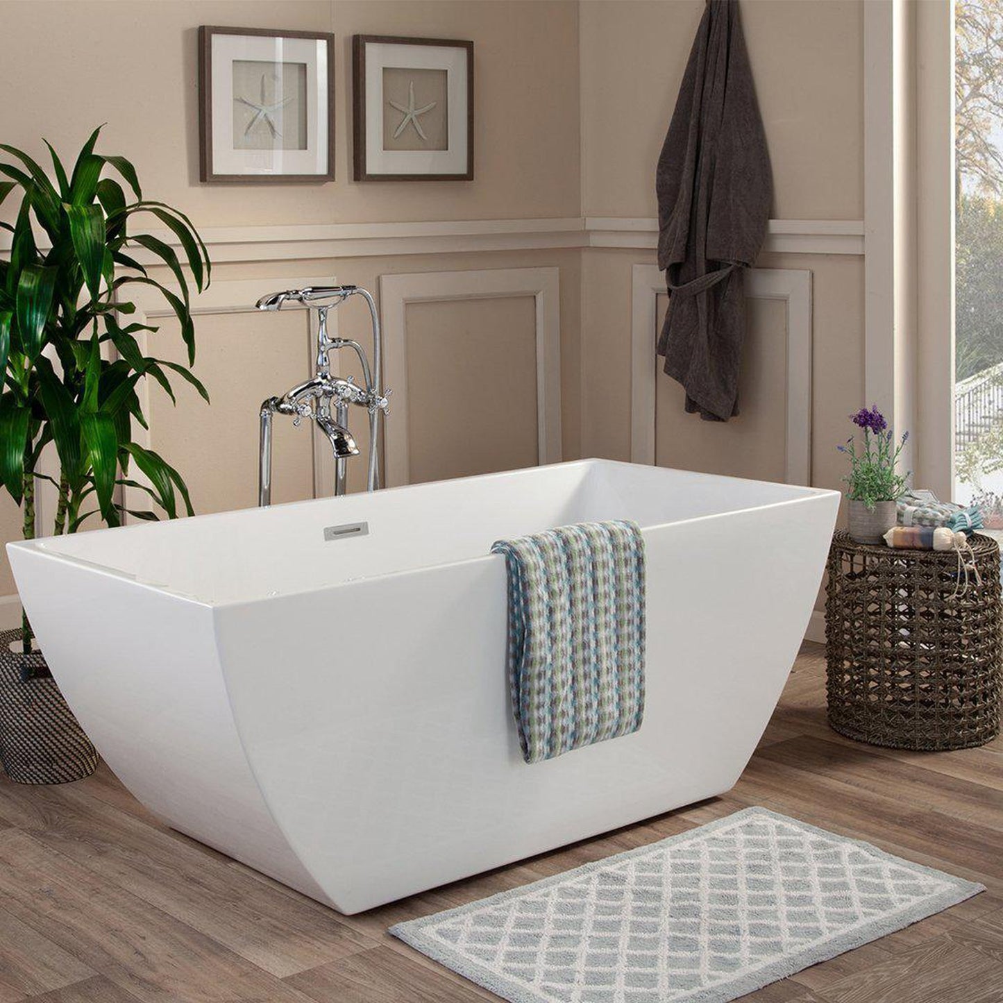 Altair Montague 59" x 30" White Acrylic Freestanding Bathtub