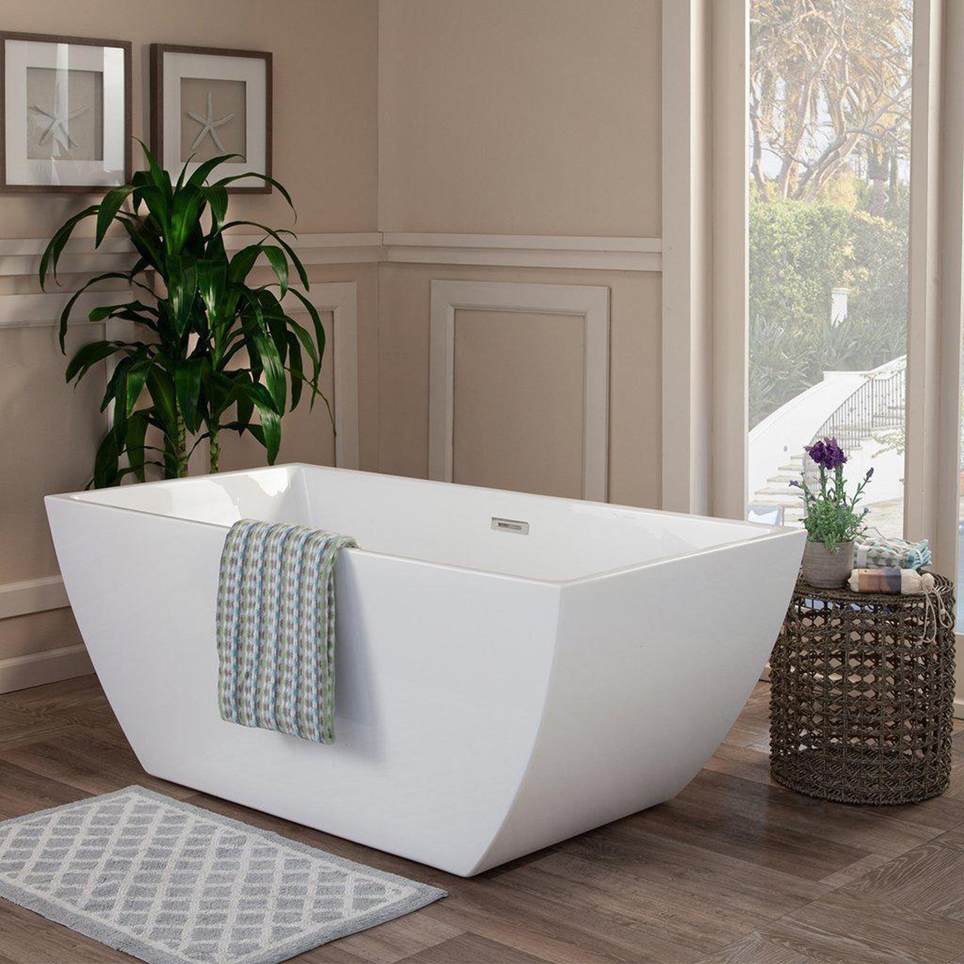 Altair Montague 59" x 30" White Acrylic Freestanding Bathtub