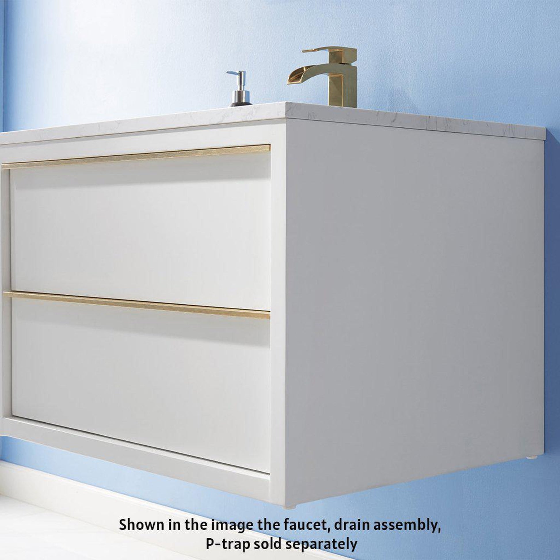 Altair Morgan 30" Single White Wall-Mounted Bathroom Vanity Set With Mirror, Aosta White Composite Stone Top, Rectangular Undermount Ceramic Sink, and Overflow