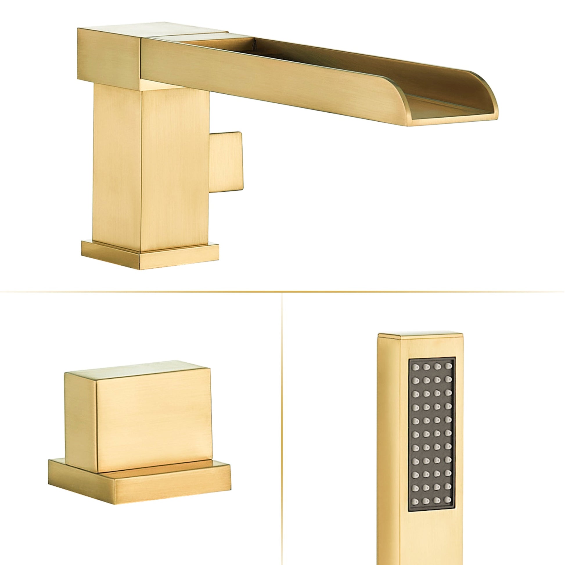 Altair Nairn Brushed Gold Roman Waterfall Deck-mounted Bathtub Faucet With Handshower