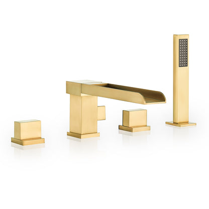 Altair Nairn Brushed Gold Roman Waterfall Deck-mounted Bathtub Faucet With Handshower