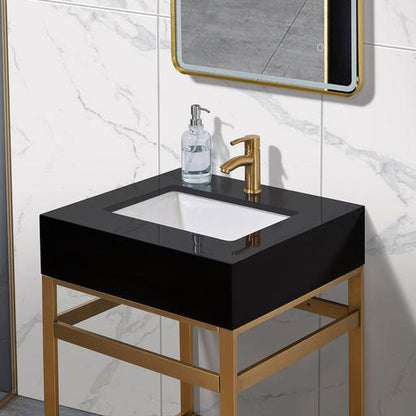 Altair Nauders 24" x 22" Imperial Black Apron Composite Stone Bathroom Vanity Top With White SInk