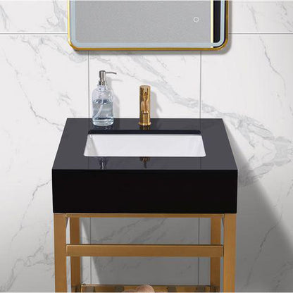 Altair Nauders 24" x 22" Imperial Black Apron Composite Stone Bathroom Vanity Top With White SInk
