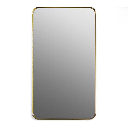 Altair Nettuno 18" x 32" Rectangle Brushed Gold Aluminum Framed Wall-Mounted Mirror