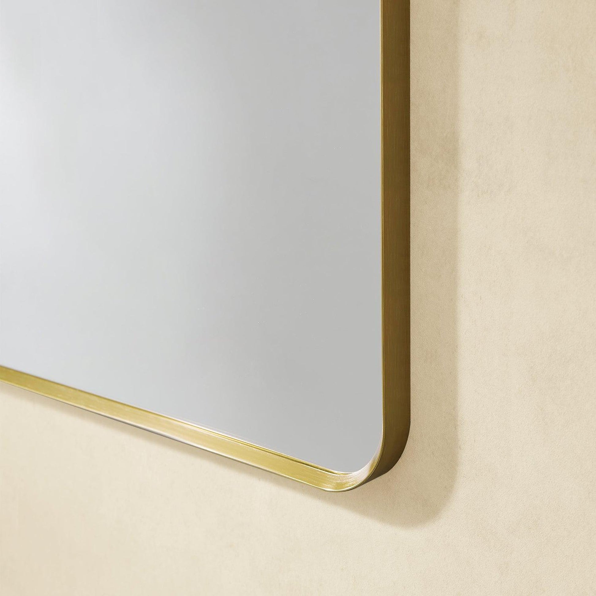 Altair Nettuno 36" x 30" Rectangle Brushed Gold Aluminum Framed Wall-Mounted Mirror