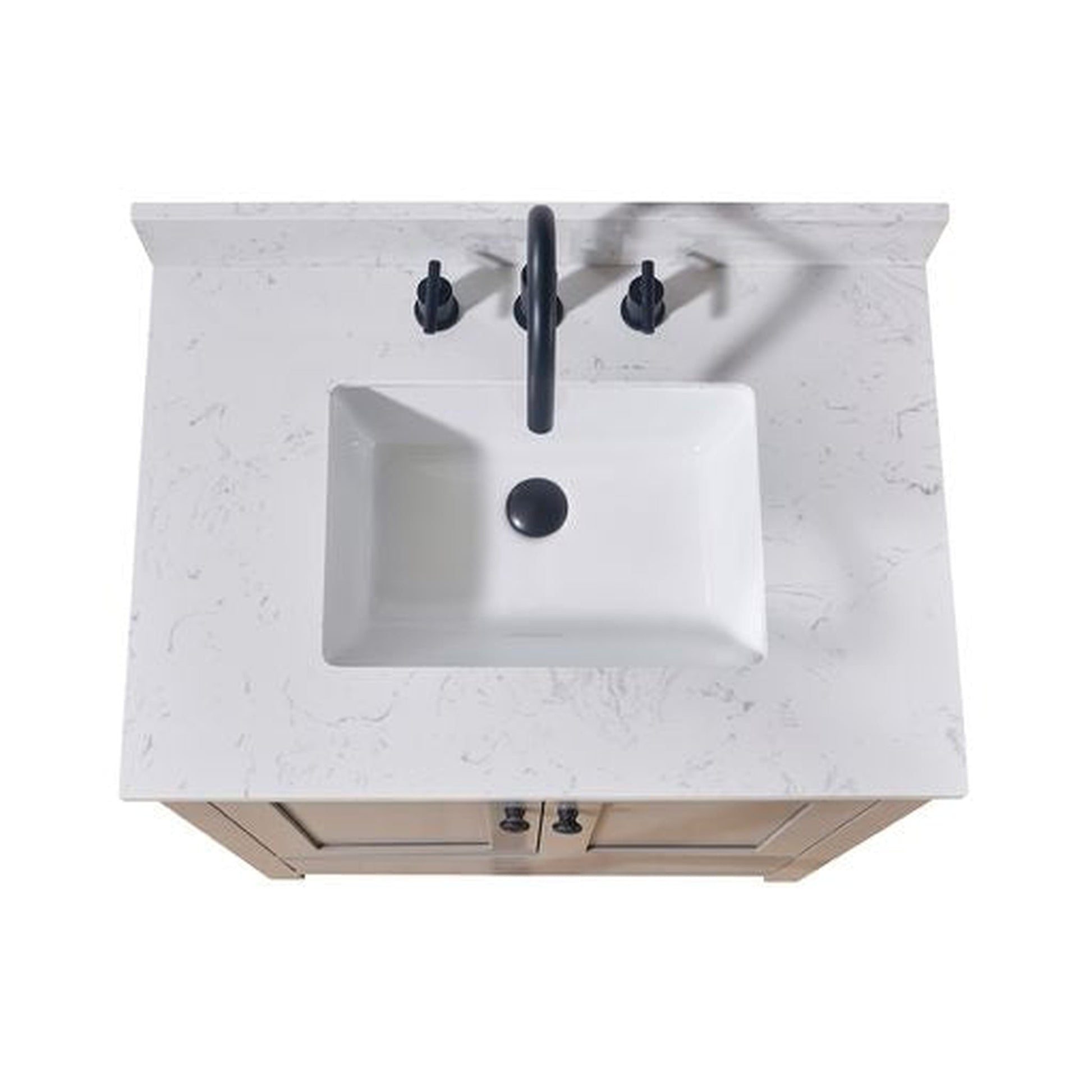Altair Oderzo 31" x 22" Aosta White Composite Stone Bathroom Vanity Top With White SInk