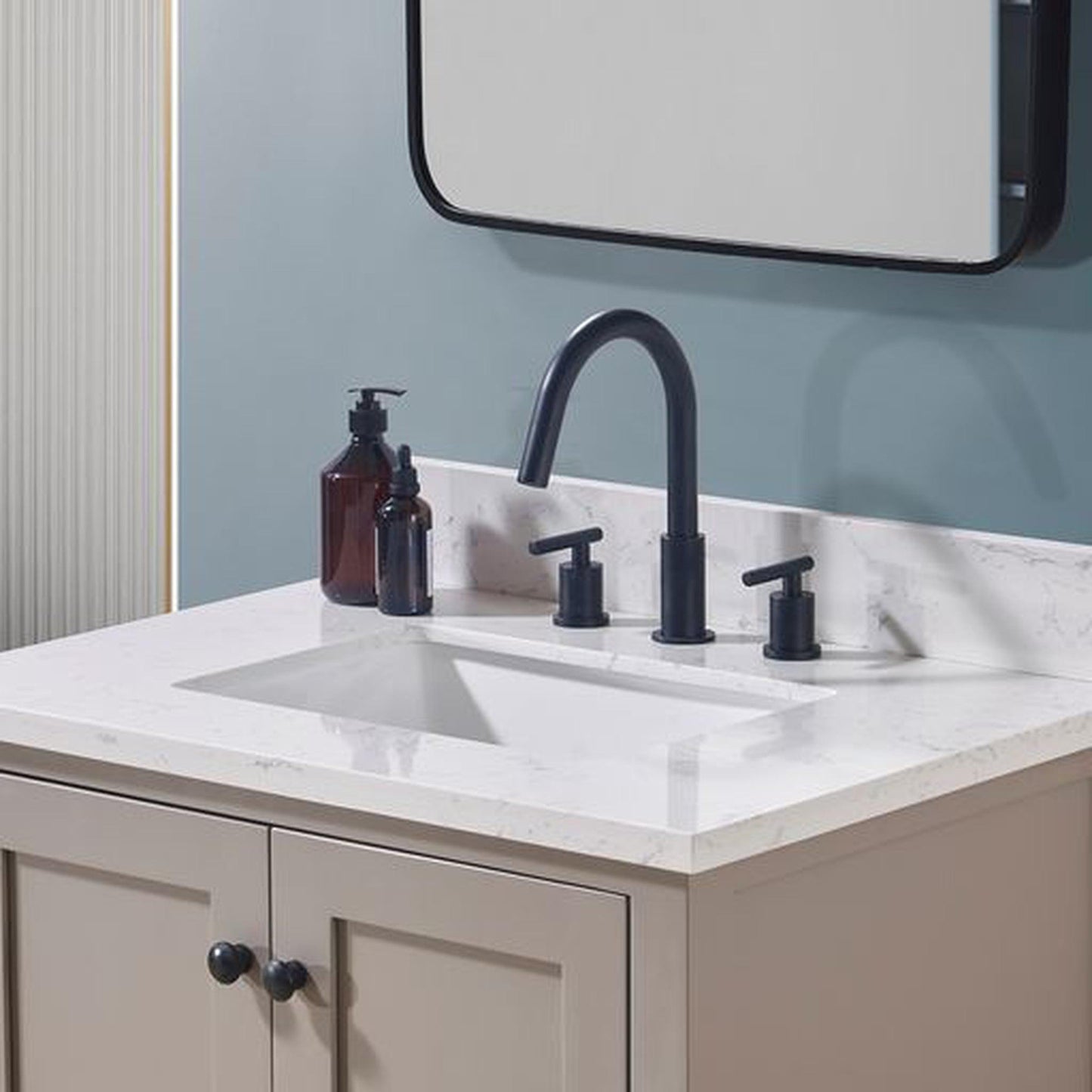 Altair Oderzo 31" x 22" Aosta White Composite Stone Bathroom Vanity Top With White SInk