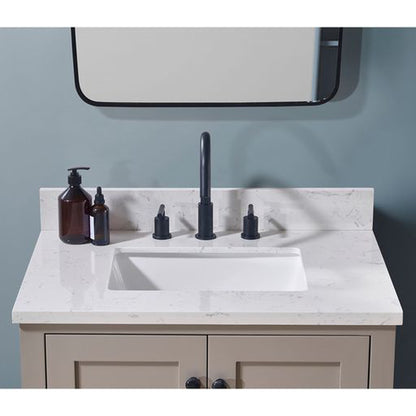 Altair Oderzo 31" x 22" Aosta White Composite Stone Bathroom Vanity Top With White SInk