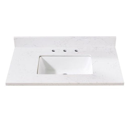 Altair Oderzo 37" x 22" Aosta White Composite Stone Bathroom Vanity Top With White SInk