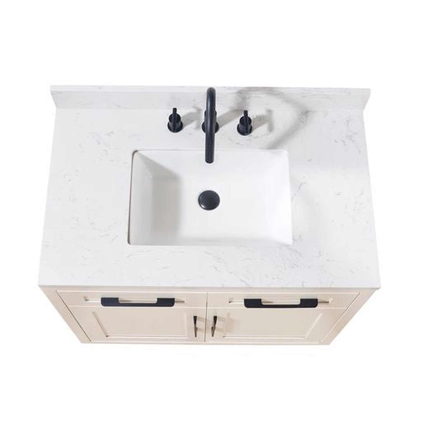 Altair Oderzo 37" x 22" Aosta White Composite Stone Bathroom Vanity Top With White SInk