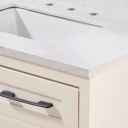 Altair Oderzo 37" x 22" Aosta White Composite Stone Bathroom Vanity Top With White SInk