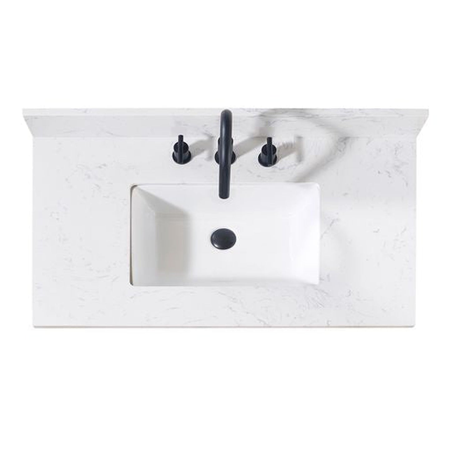 Altair Oderzo 37" x 22" Aosta White Composite Stone Bathroom Vanity Top With White SInk