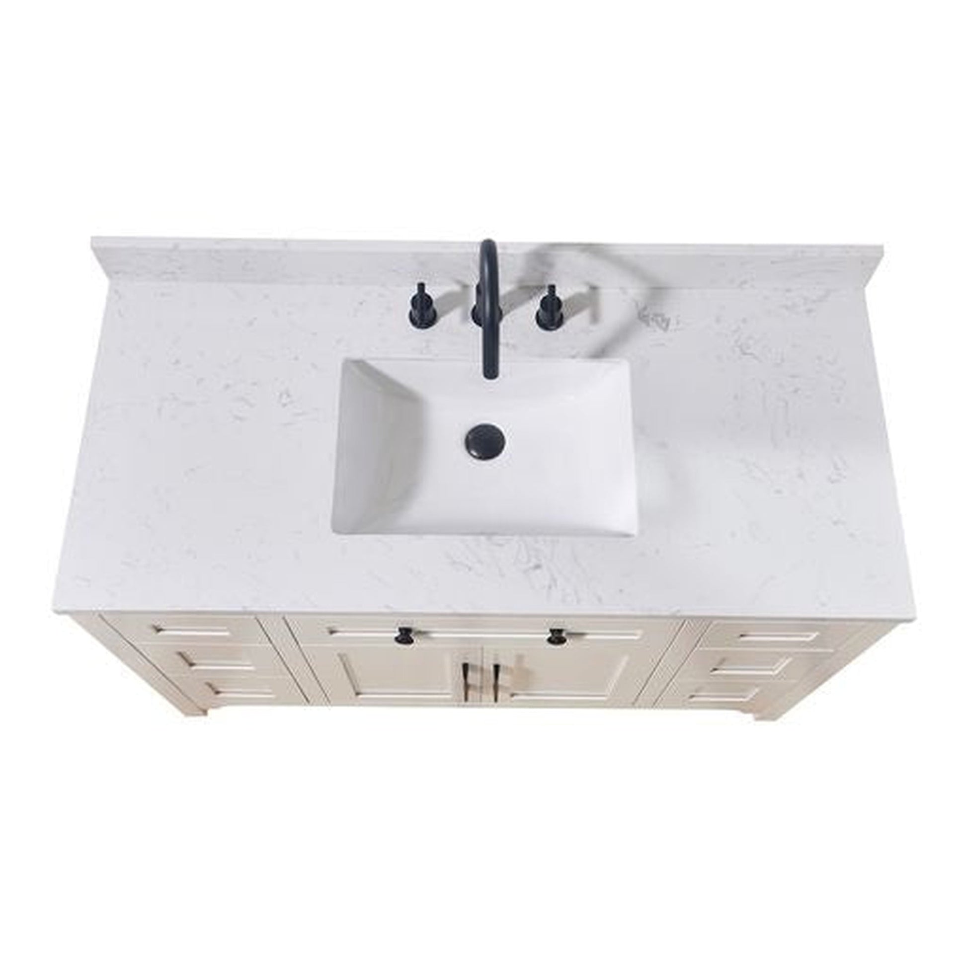 Altair Oderzo 49" x 22" Aosta White Composite Stone Bathroom Vanity Top With White SInk