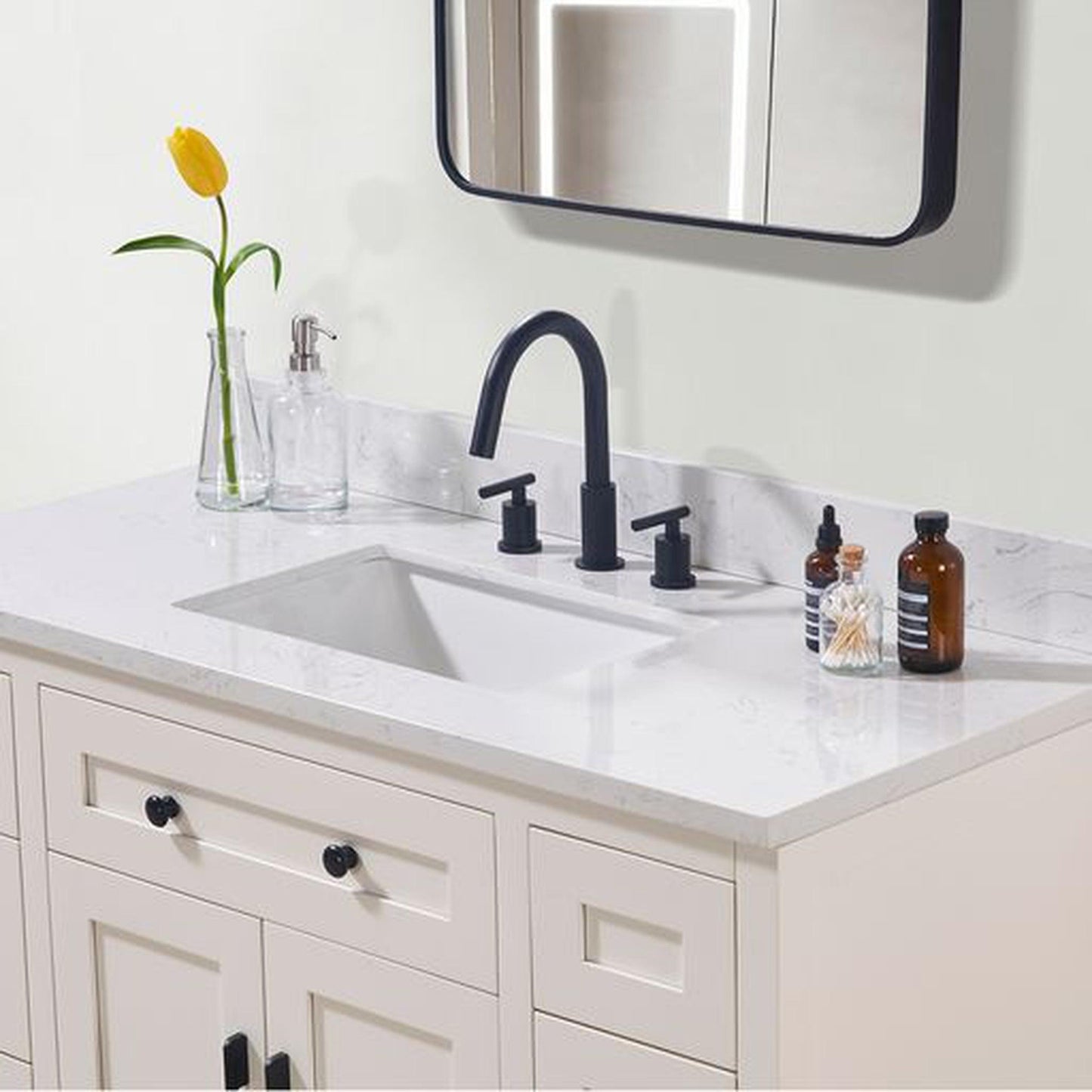 Altair Oderzo 49" x 22" Aosta White Composite Stone Bathroom Vanity Top With White SInk