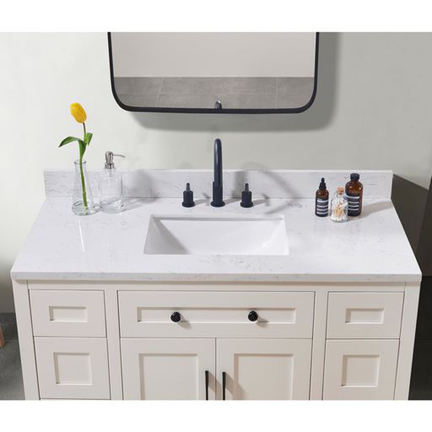 Altair Oderzo 49" x 22" Aosta White Composite Stone Bathroom Vanity Top With White SInk