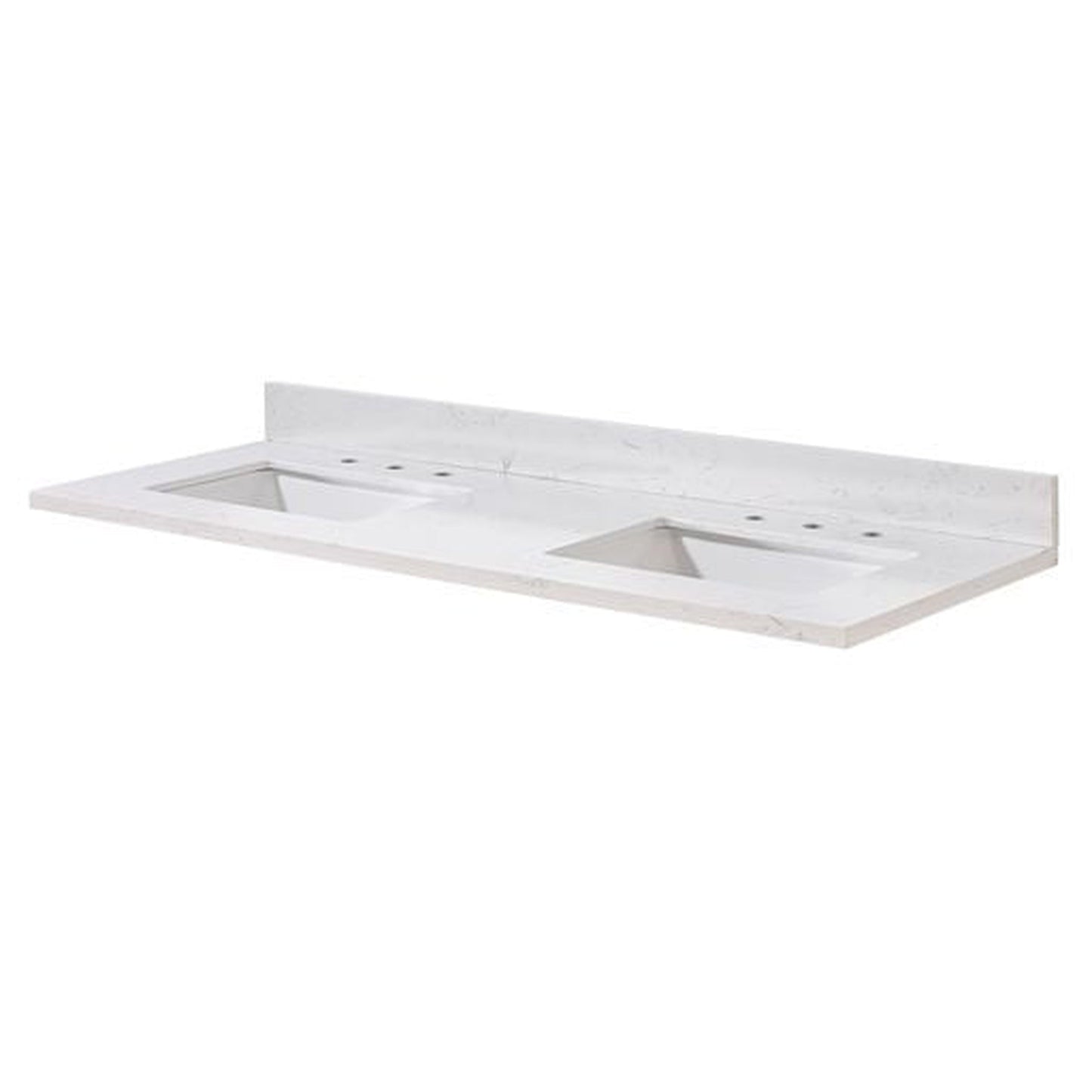 Altair Oderzo 61" x 22" Aosta White Composite Stone Bathroom Vanity Top With White SInk