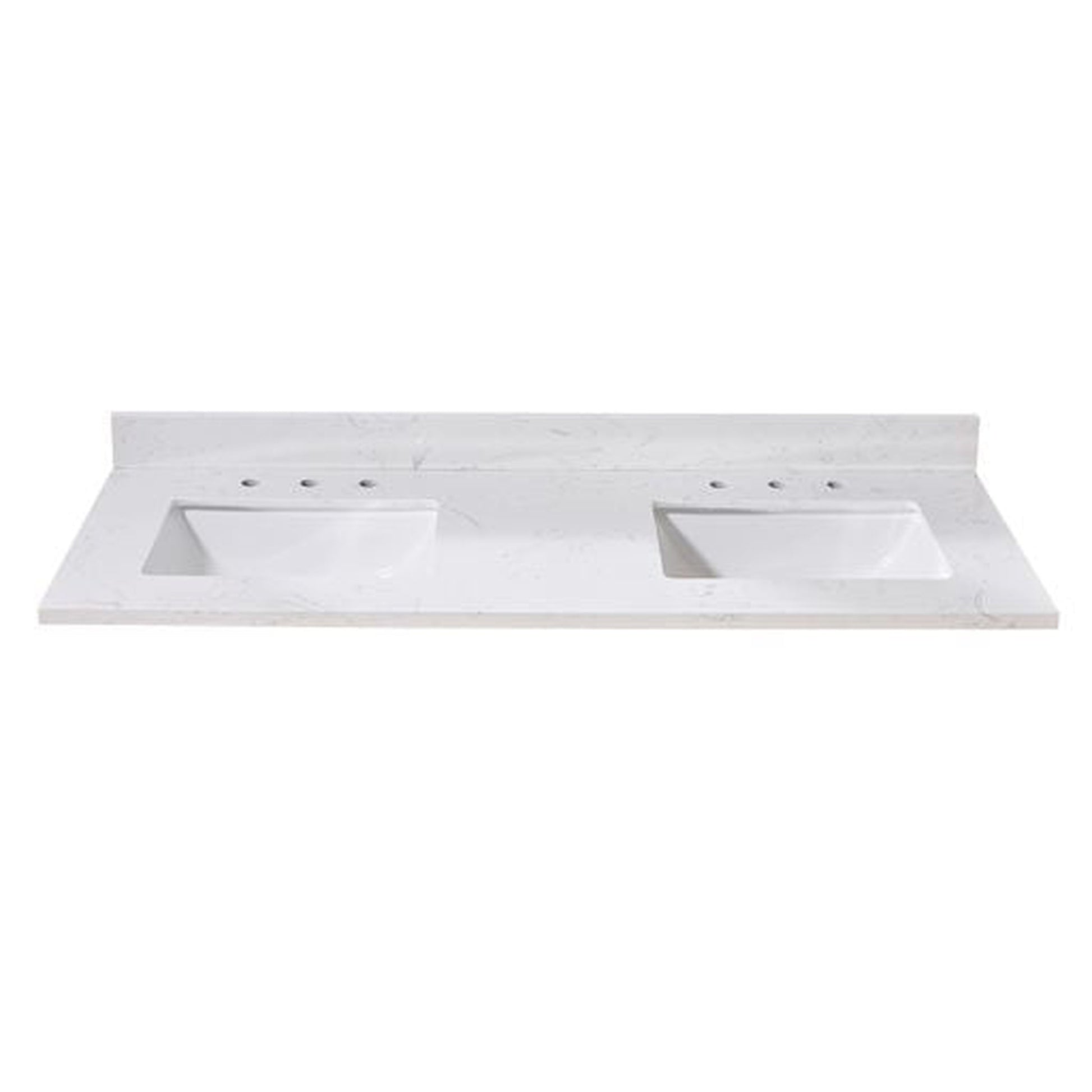 Altair Oderzo 61" x 22" Aosta White Composite Stone Bathroom Vanity Top With White SInk