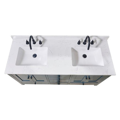 Altair Oderzo 61" x 22" Aosta White Composite Stone Bathroom Vanity Top With White SInk