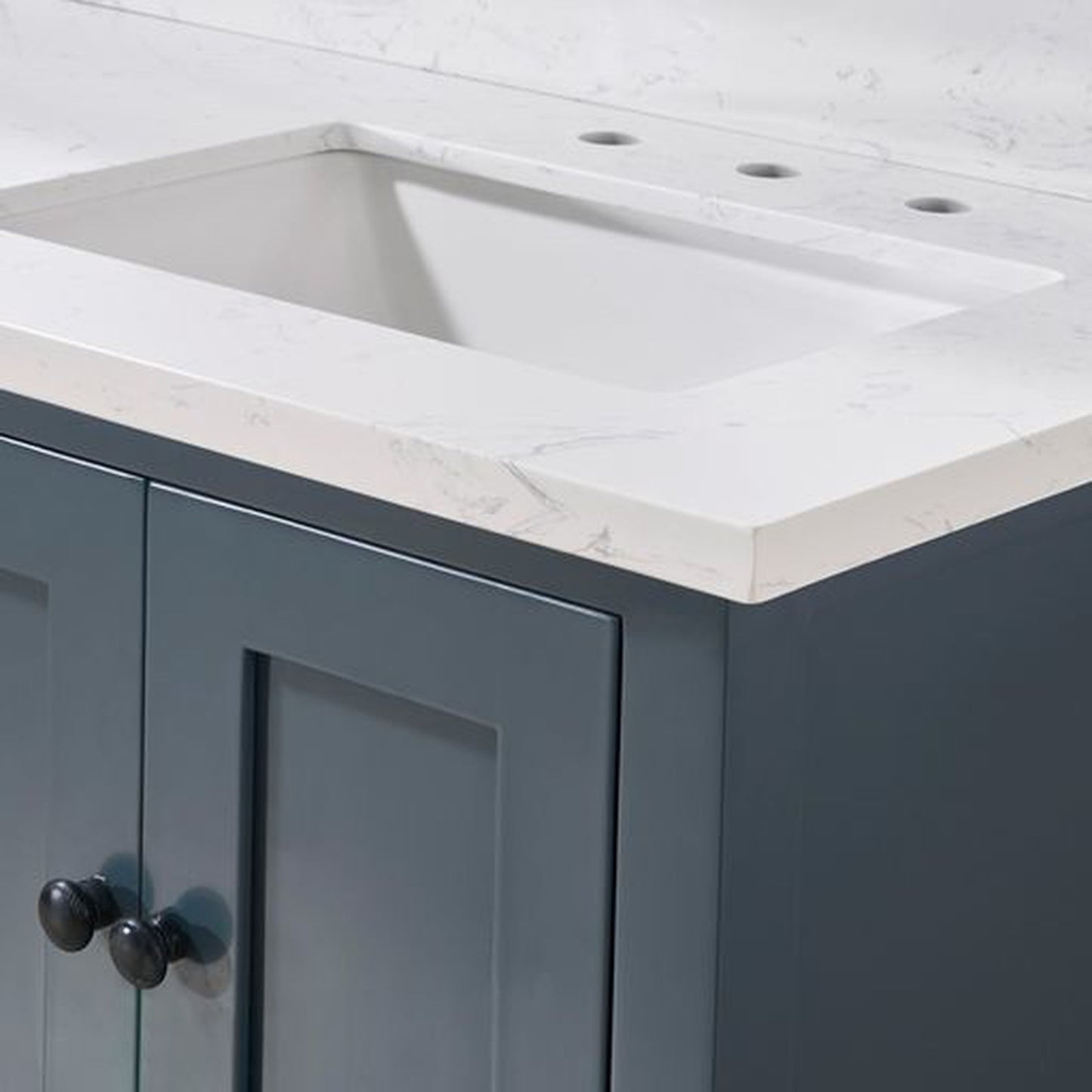 Altair Oderzo 61" x 22" Aosta White Composite Stone Bathroom Vanity Top With White SInk