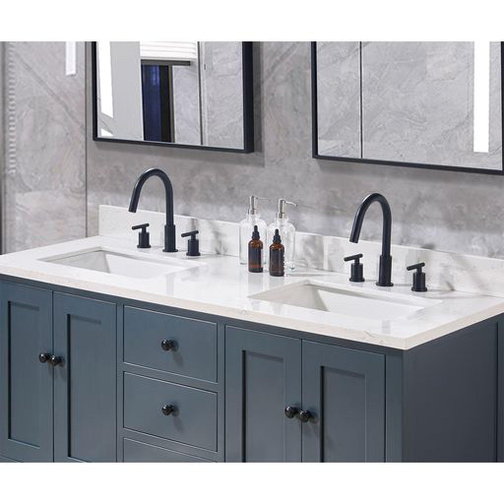 Altair Oderzo 61" x 22" Aosta White Composite Stone Bathroom Vanity Top With White SInk