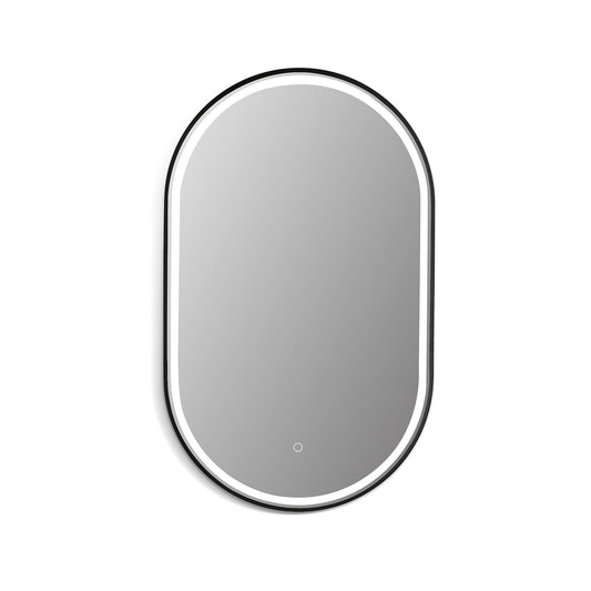Altair Oleggio 22" Oval Matte Black Wall-Mounted LED Mirror