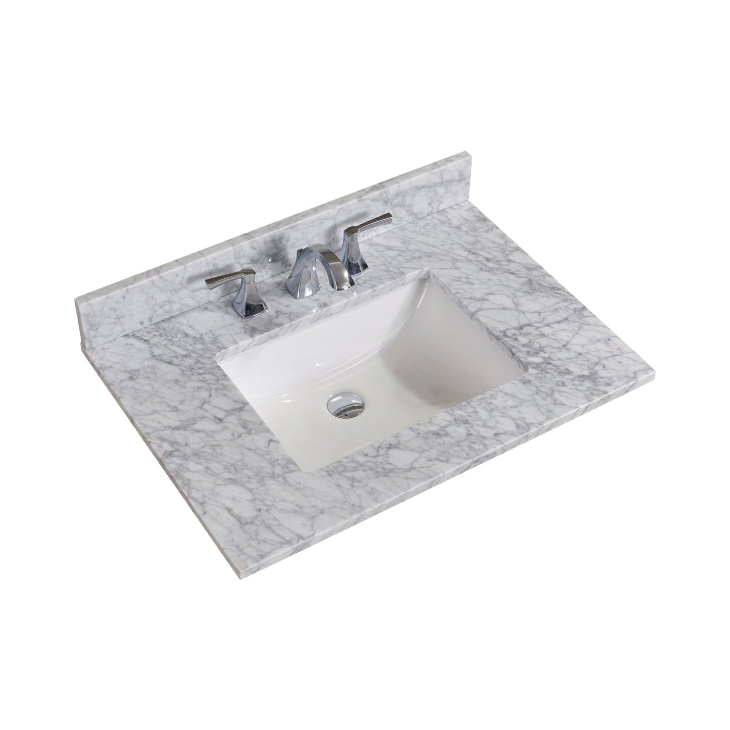 Altair Oristano 31" x 22" Italian Carrara White Natural Marble Bathroom Vanity Top With White Sink